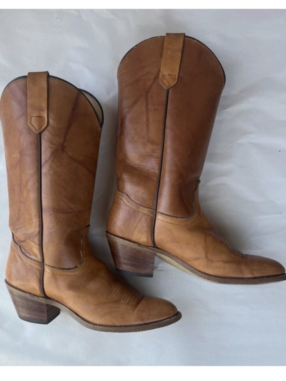 VINTAGE 1970s Frye Brown Genuine Leather Boho Western Cottagecore Cowboy Boot
